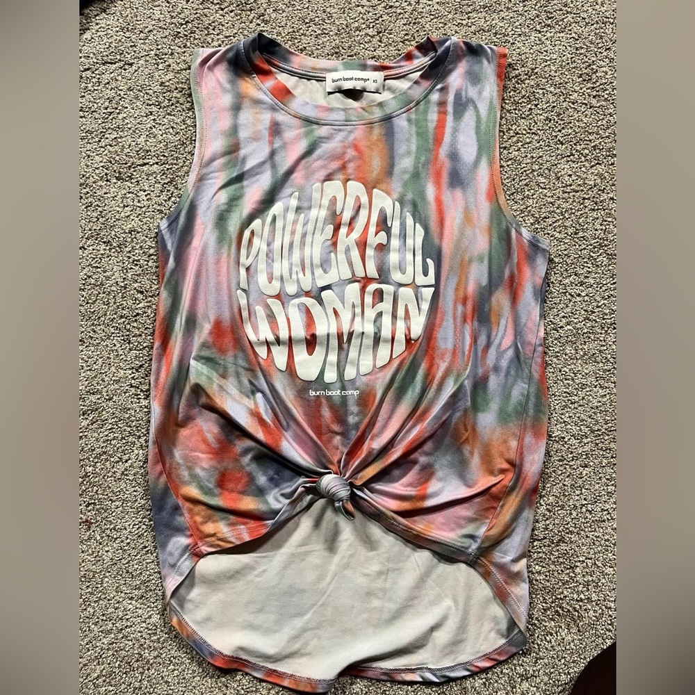 powerful women tye dye burn boot camp muscle tank